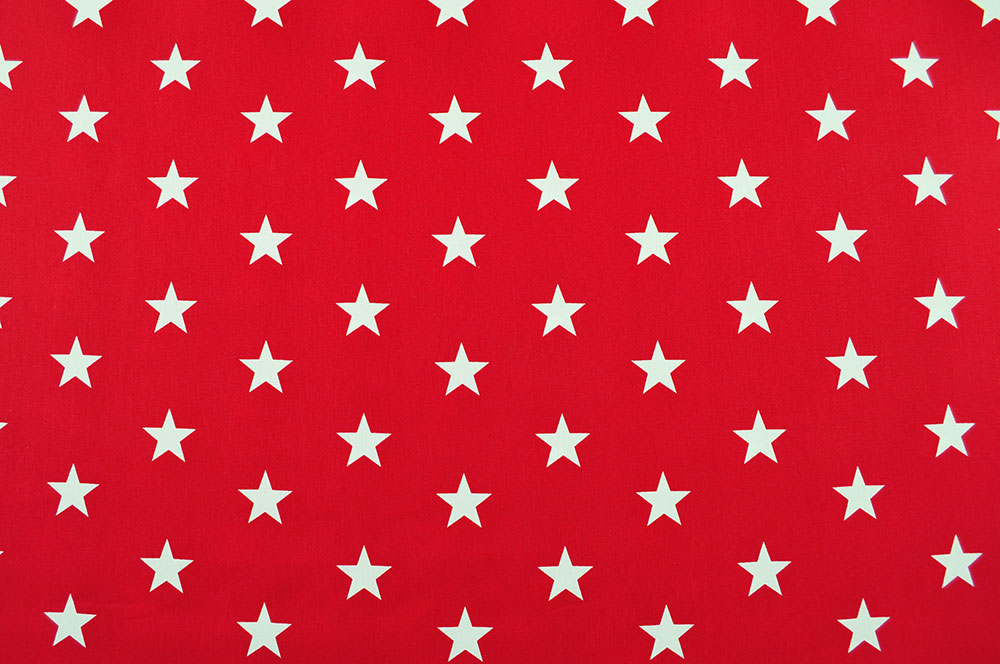 Patchwork-Stoff Léger - Big Stars - Rot/Weiß