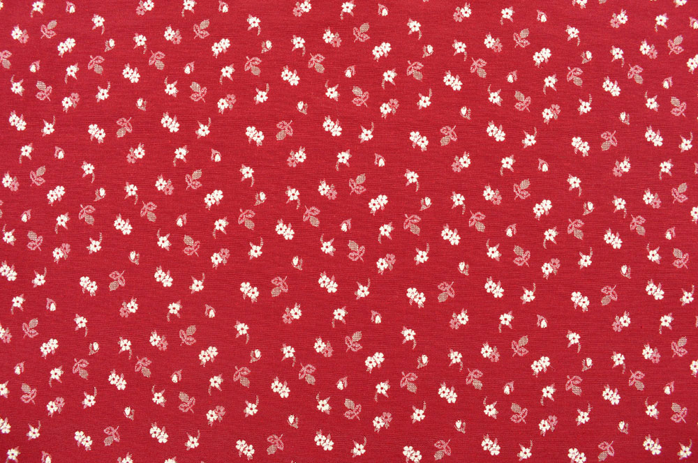 Möbelstoff Landhaus - Blümchen - Rot/Creme