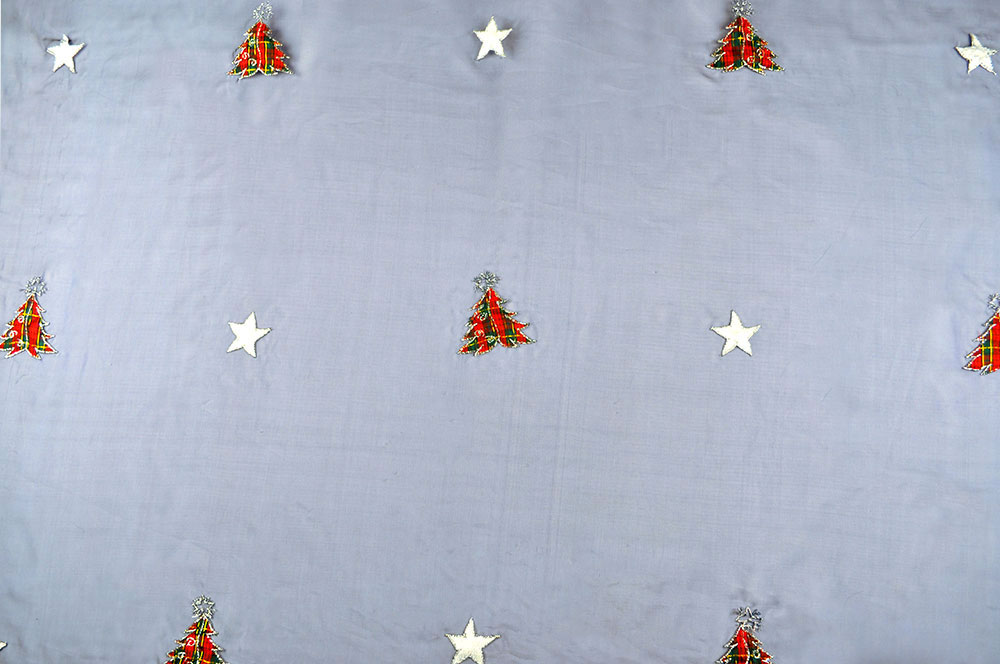 Karo-Baum und Stern - Weihnachts-Organza mit Stickerei