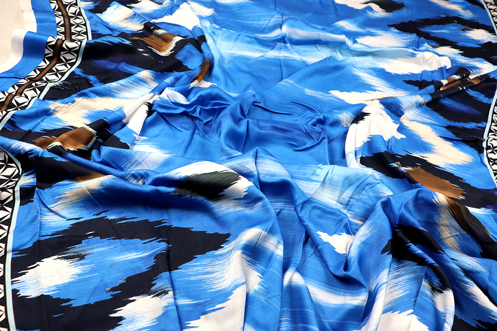 Cupro-Viskose Bordüre - Blue Dreams