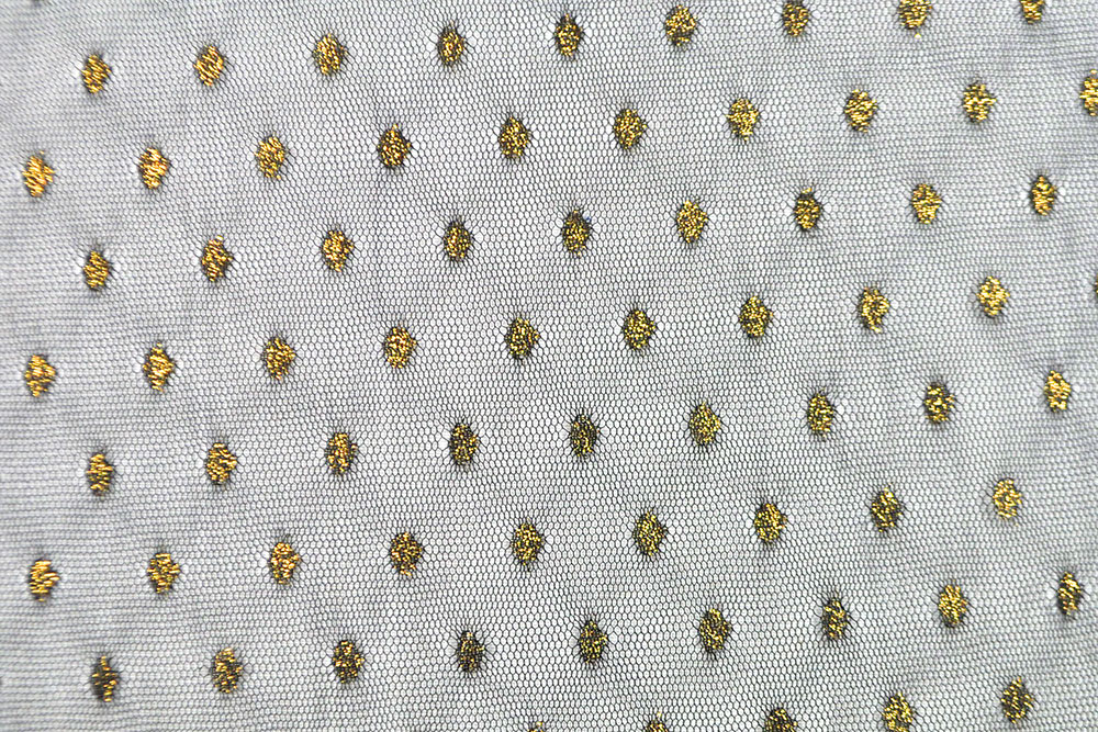 Glitzertüll - Goldtupfen - Schwarz