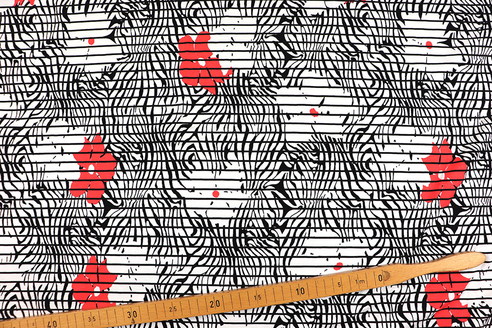 Jersey Viskose-Mix - Stripy Blossoms