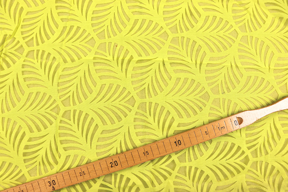 Transparenter Bekleidungsstoff - Neongelbe Blätter