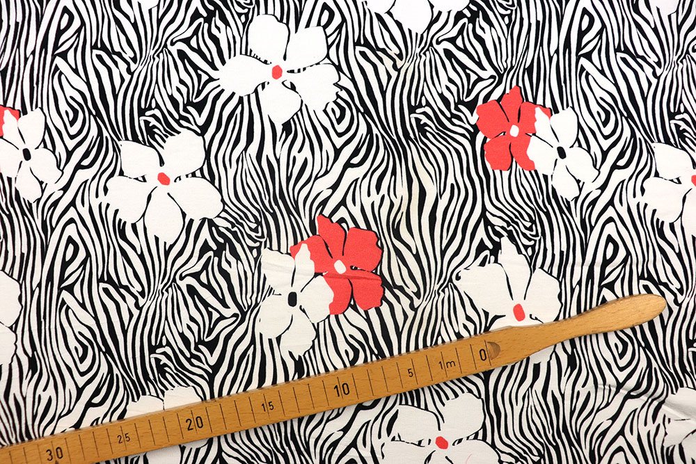 Viskosejersey - Zebra Flower