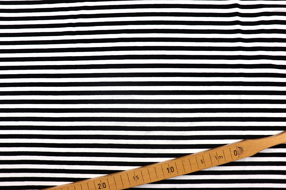 Viskosejersey - Querstreifen - Schwarz/Weiß