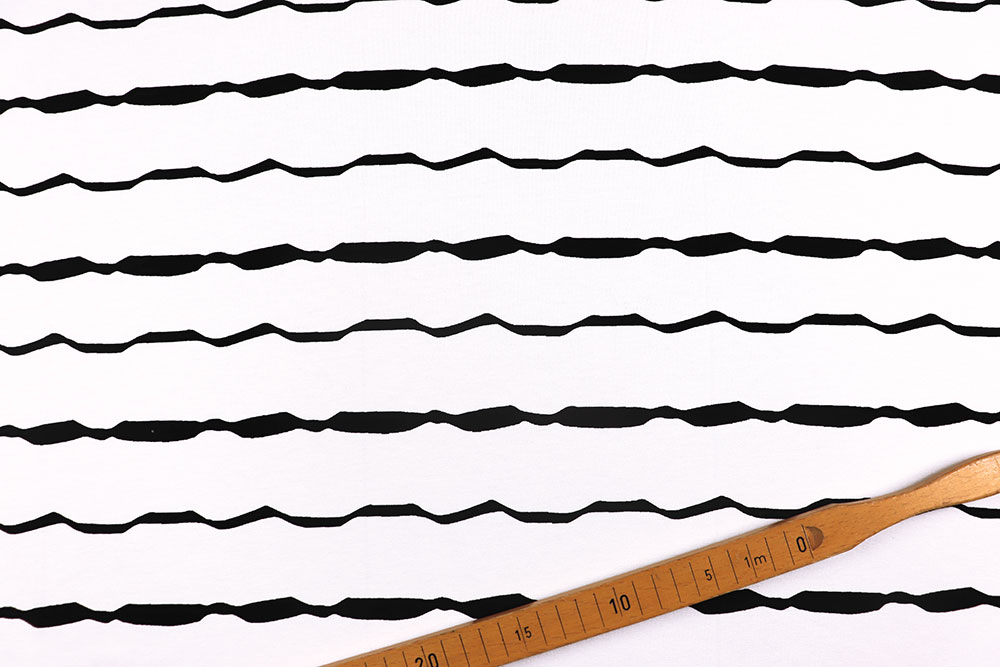 Viskosejersey - Irregular Stripes - Weiß/Schwarz