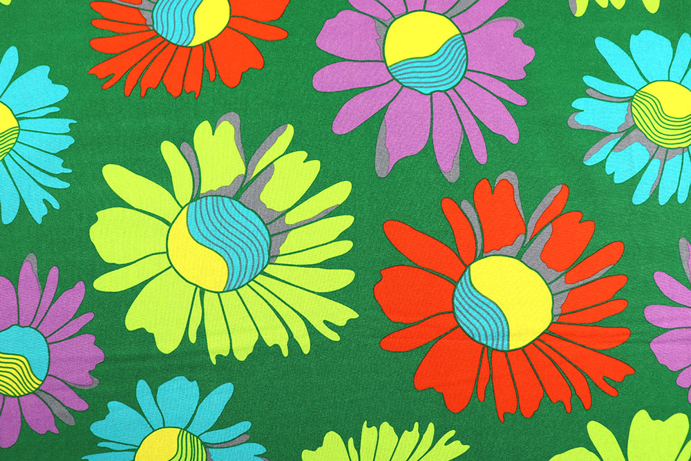 Baumwoll-Dekostoff - Big Retro Flower - Grün