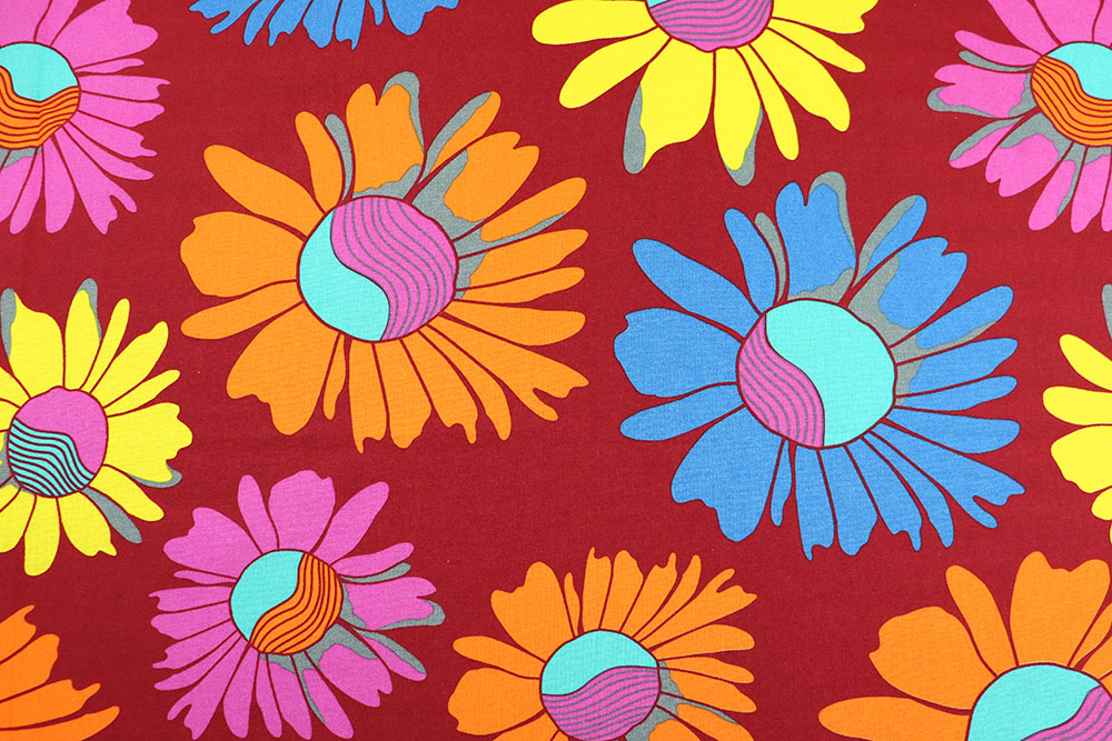 Baumwoll-Dekostoff - Big Retro Flower - Rot