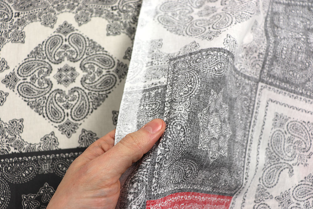 Baumwoll-Dekostoff - Paisley Patchwork - Rot/Grau