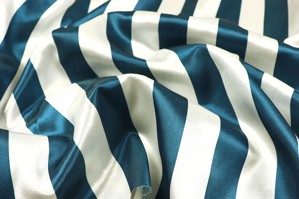 Satin - Streifen - Nachtblau/Weiß