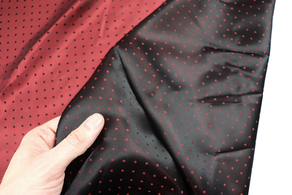 Jacquard-Taft - Punkte - Bordeaux/Schwarz