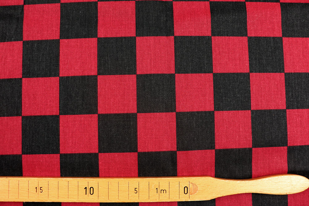 Baumwoll-Köper - Karo - Bordeaux/Schwarz