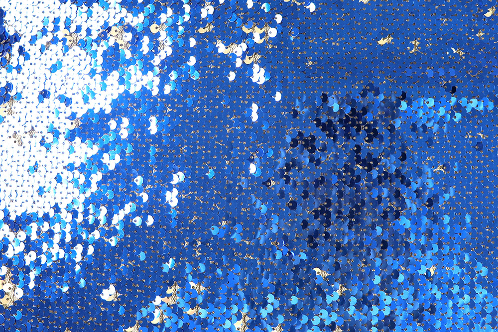 Wende-Pailletten-Stoff - Royal/Silber - B-Ware