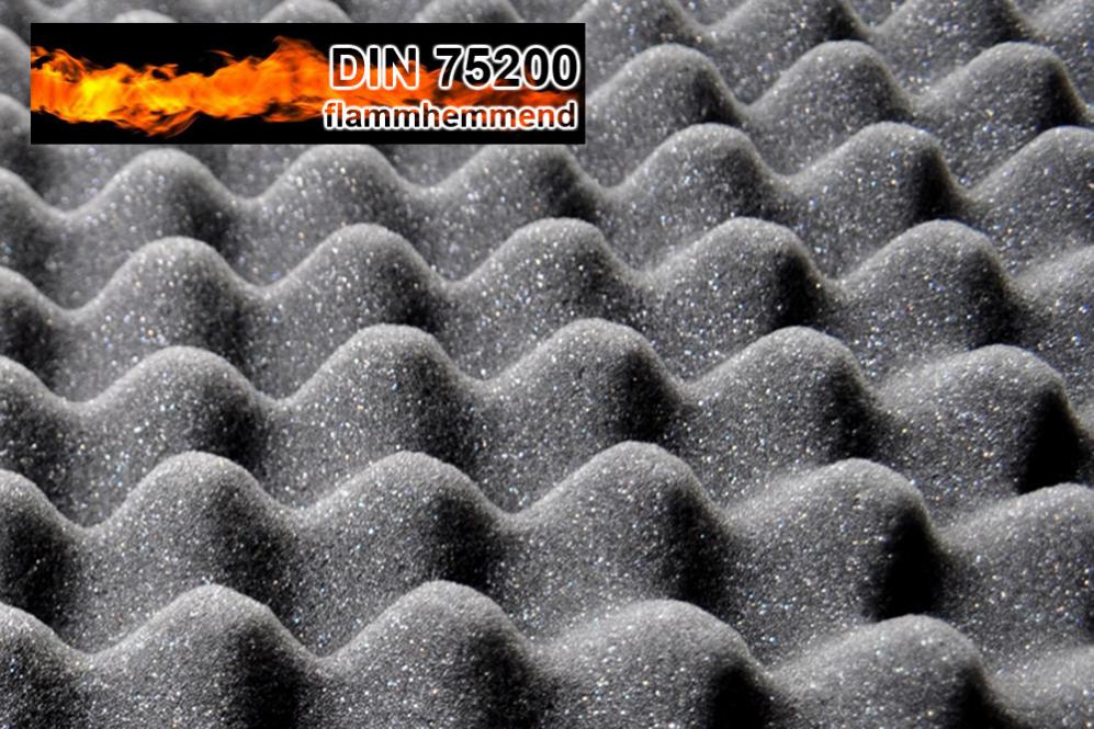 Akustikschaum flammhemmend - 206 x 100 cm - 7 cm stark - Anthrazit