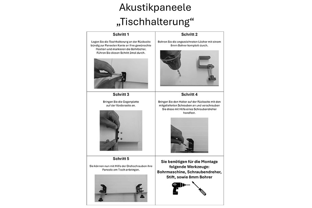 Akustikpaneel Tisch - Holz-Optik - 120 x 50 cm - inkl. Befestigung