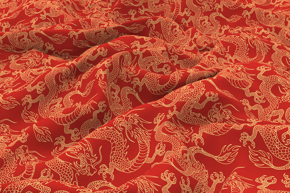 Wärmevorhangstoff - Drachen-Kampf