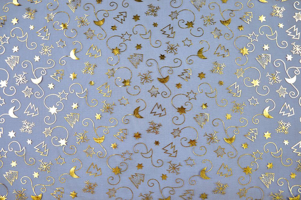 Weihnachts-Organza Weihnachtszauber  - Blau