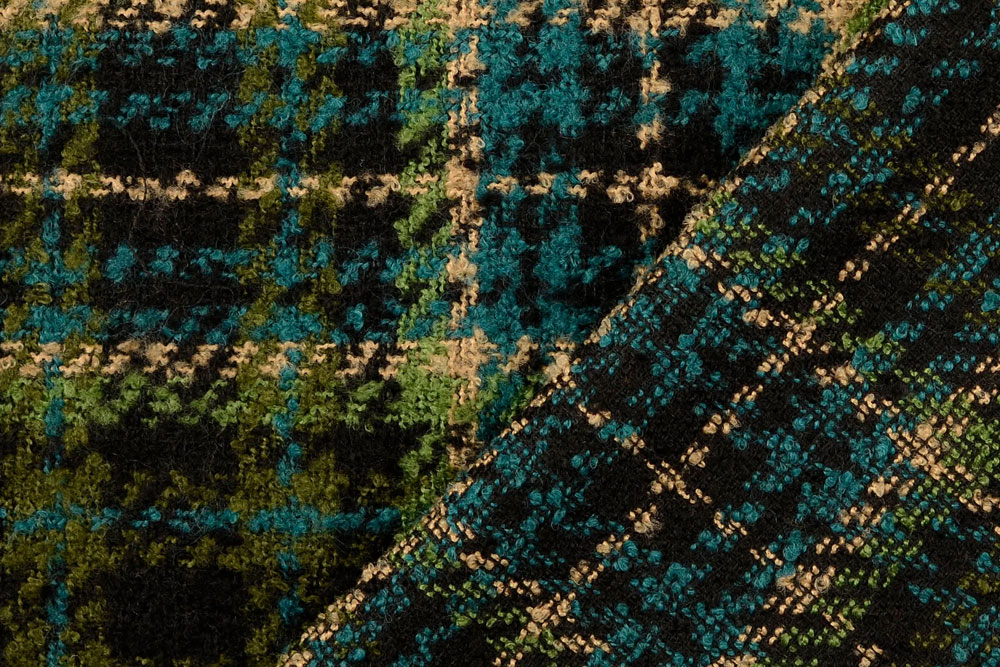 Tweed-Stoff - Wolly Karo - Grün