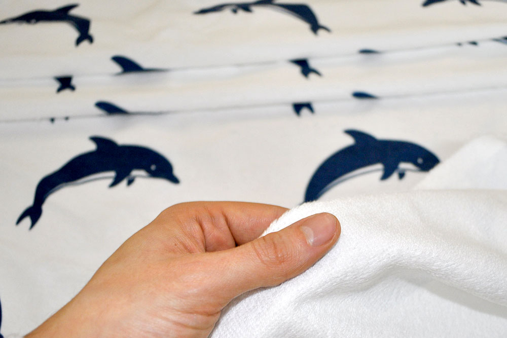 Frottee-Fleece - Marine-Welt Delfine