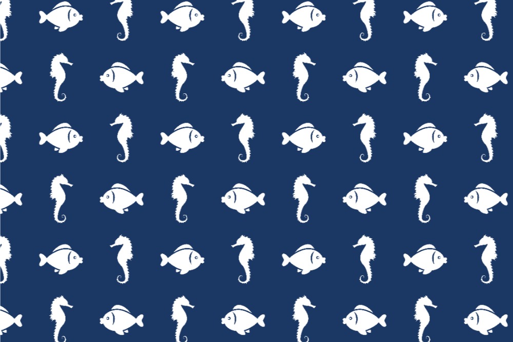 Frottee-Fleece - Marine-Welt Seepferdchen/Fisch