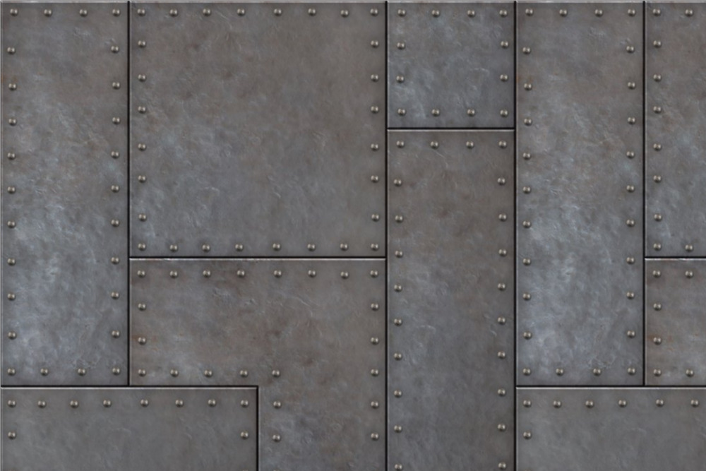 Steampunk-Dekostoff - Patched Metal