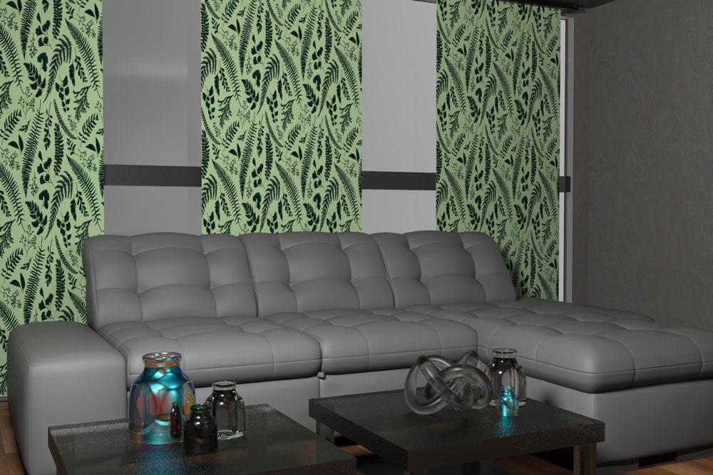 Wärmevorhang-Stoff - Farnblätter