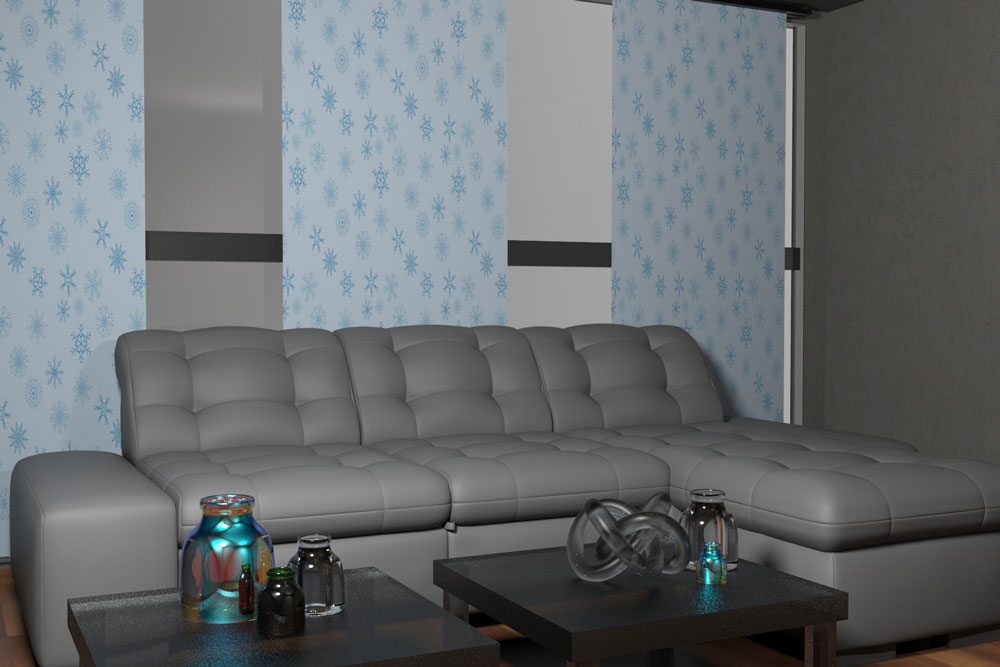 Wärmevorhang-Stoff - Schneekristalle