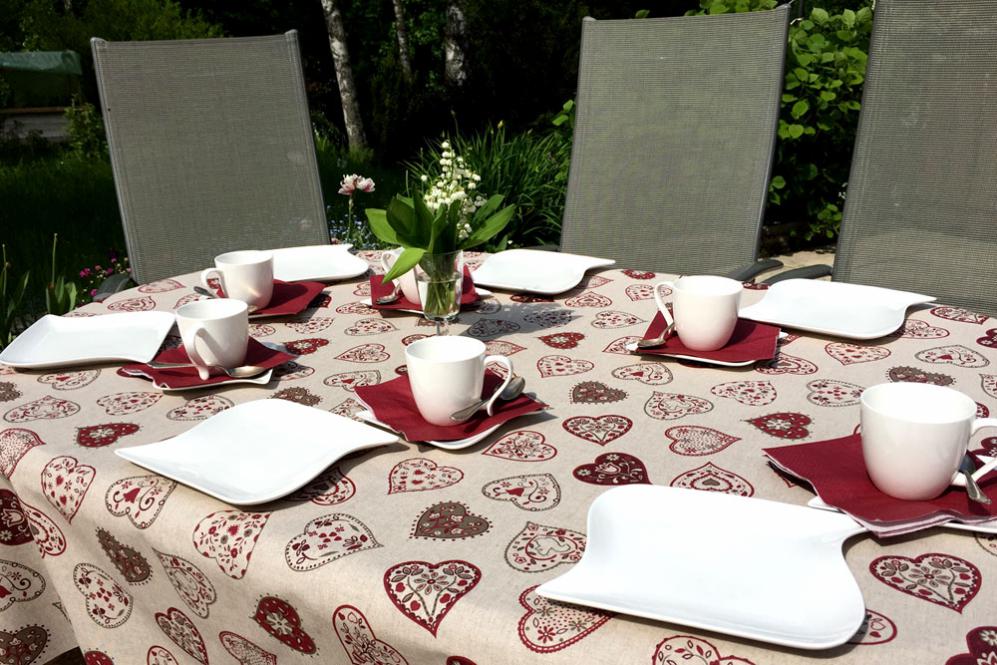 Outdoorstoff Halbleinen - Fleckschutz - Herzen