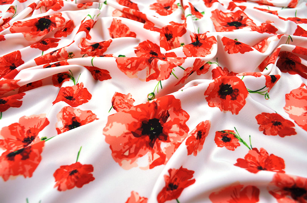 Badeanzugstoff - Mohnblumen