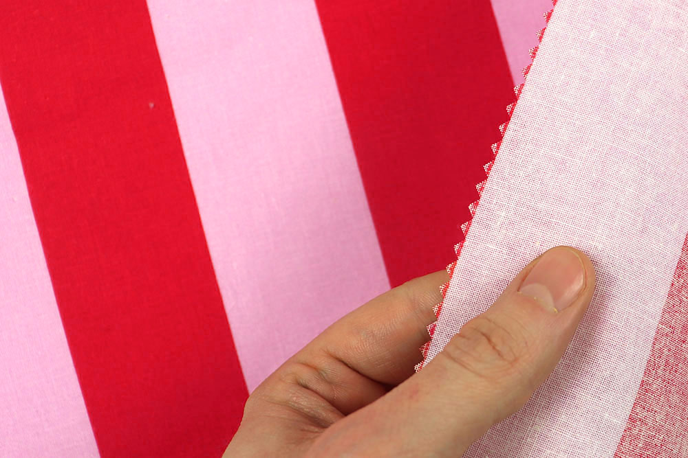 Baumwollstoff Blockstreifen - Rosa/Rot