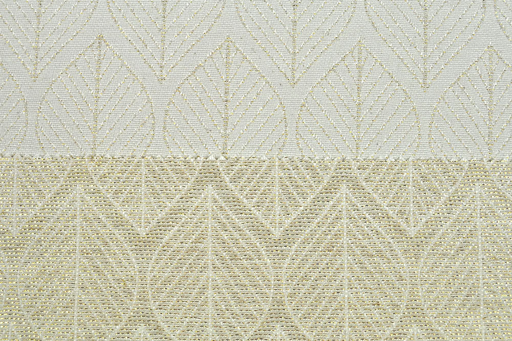 Dekostoff Jacquard - Zeitlose Blätter - Creme/Gold-Glitter