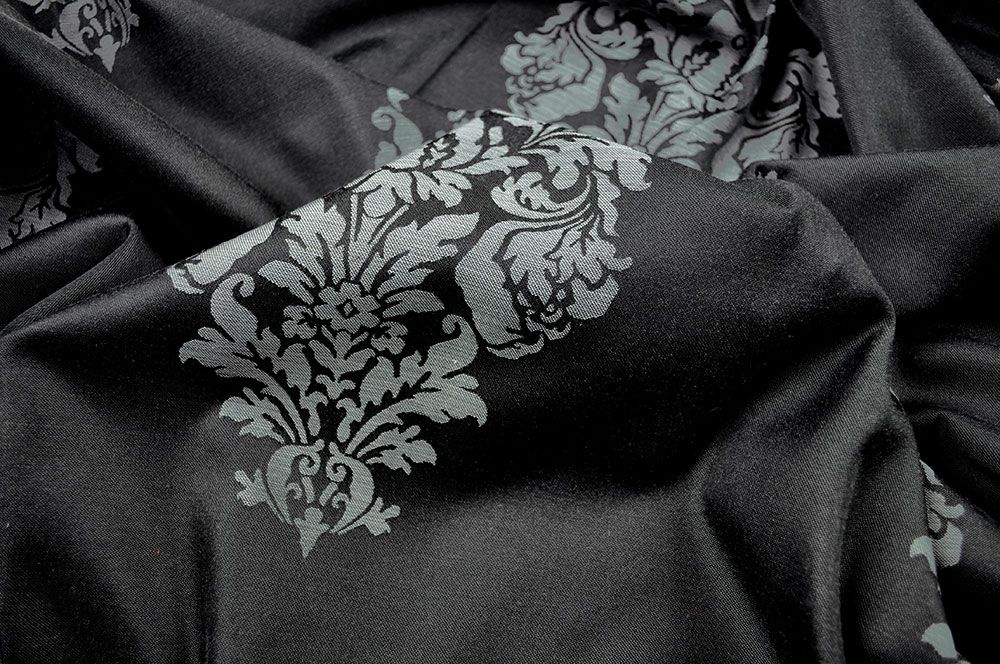 Dekostoff Barock - Trevira CS - Schwarz/Grau