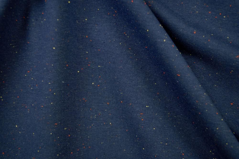 Jersey-Flanell - Sprenkel - Dunkelblau/Bunt