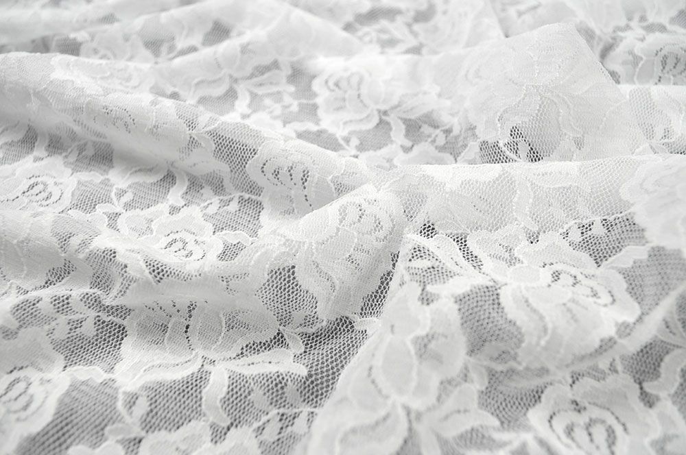 Stretch-Spitze deluxe - große Blüten - Weiß