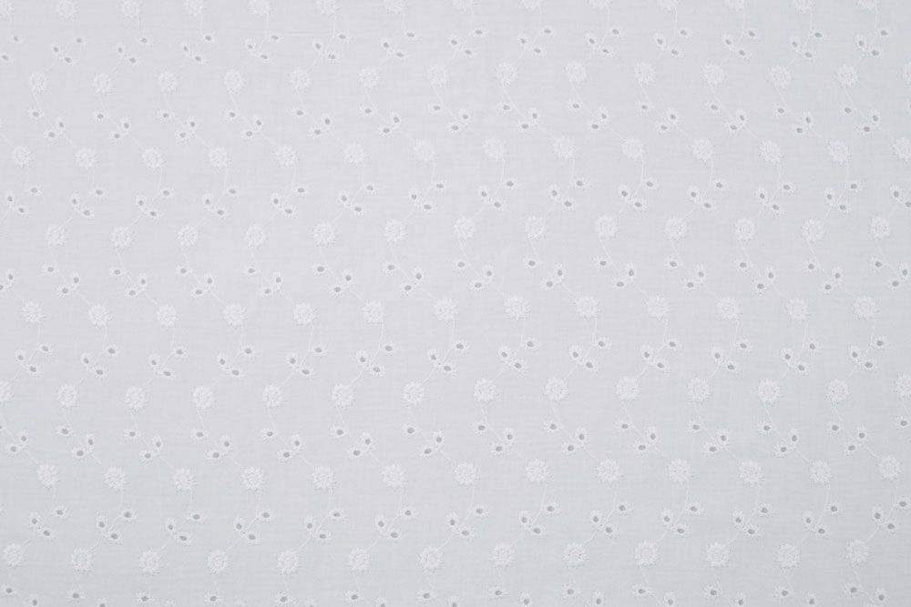 Lochstickerei Blütenranken - Bogenkante - Weiß