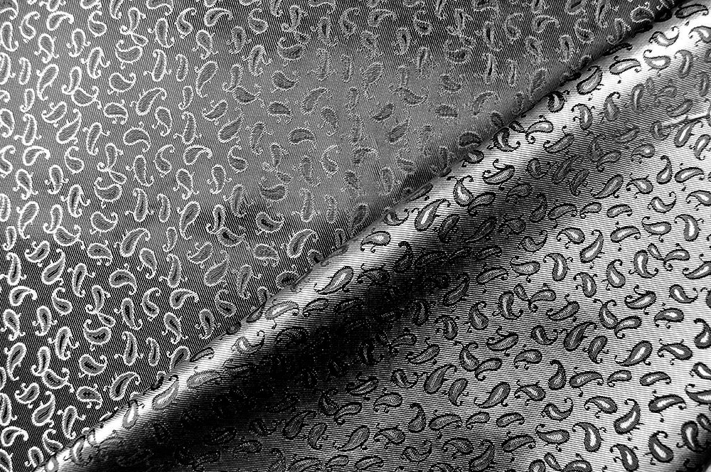 Jacquard-Taft - Mini-Paisley - Grau/Silber