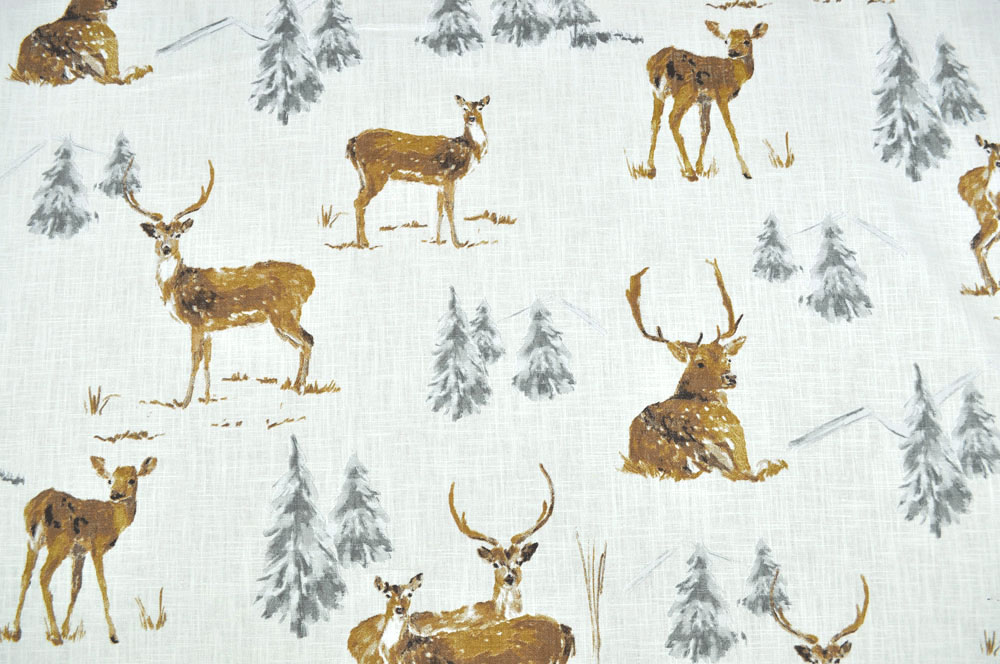 Ramie-Stoff - Hirsch im Alpenwald