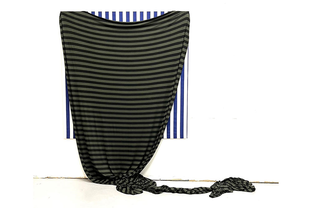 Viskosejersey - Streifen - Waldgrün/Schwarz