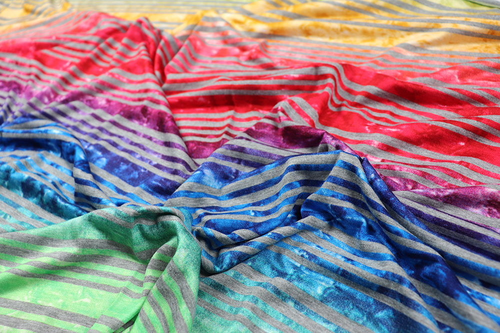 Viskosejersey - Rainbow Stripes