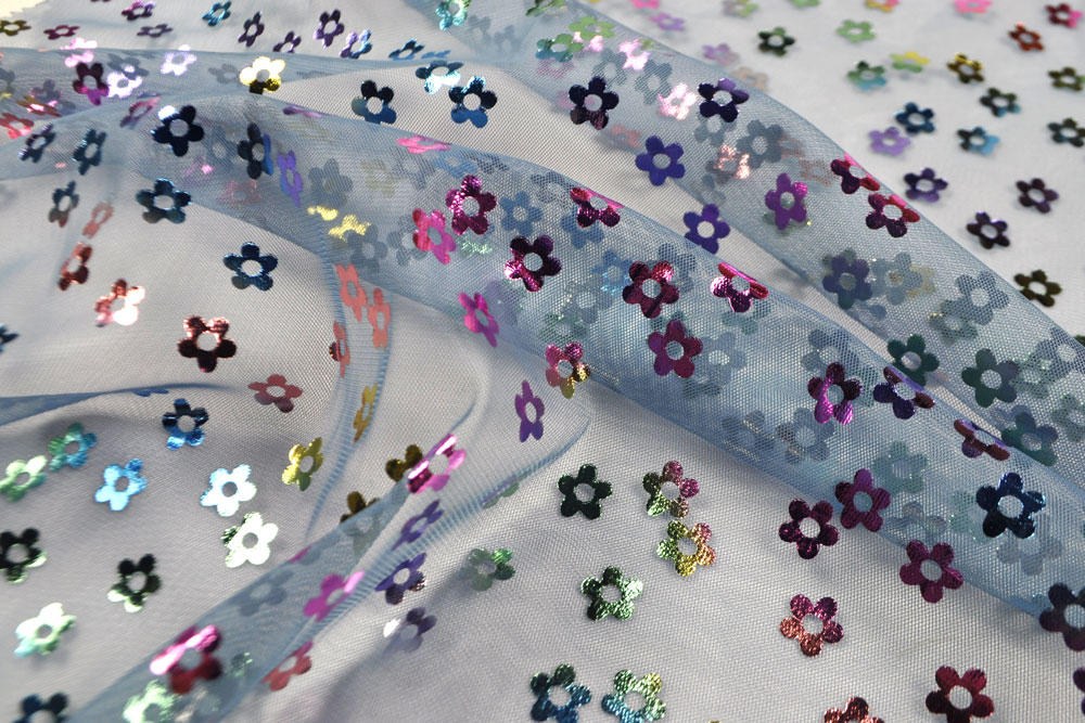 Stretch-Mesh - Glänzende Blumen