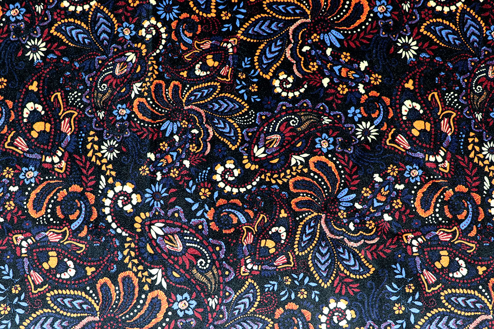 Samtstoff - Blumen Paisley