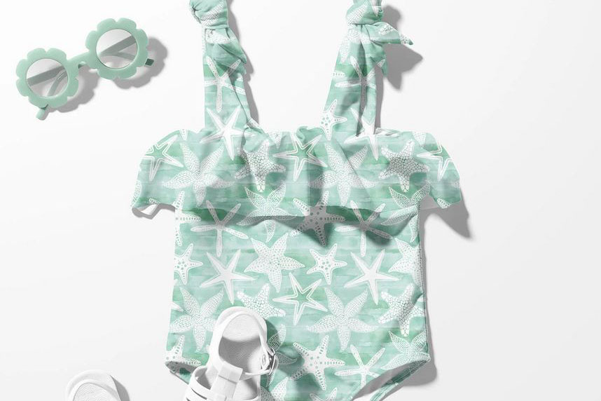 Badeanzugstoff Recycling - Seesterne