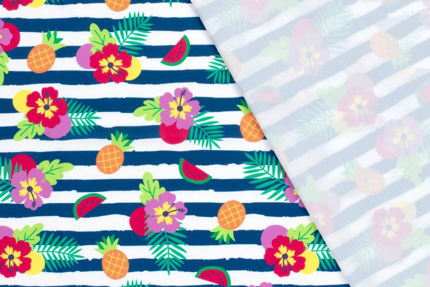 Badeanzugstoff Recycling - Tropische Streifen