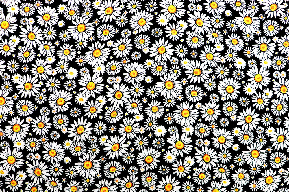 Viskosestoff - Gänseblümchen - Schwarz