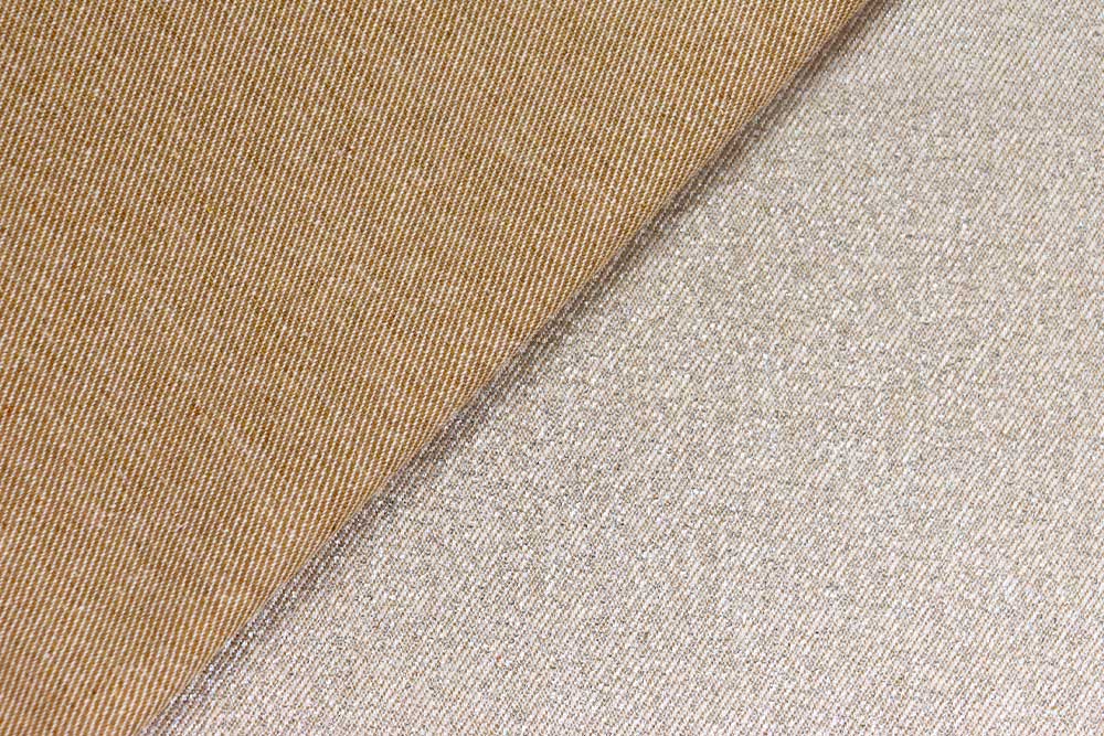 Jeansstoff Glitzer - Beige