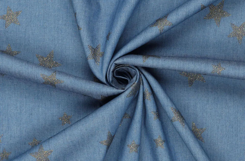 Jeansstoff - Glitzer-Sterne