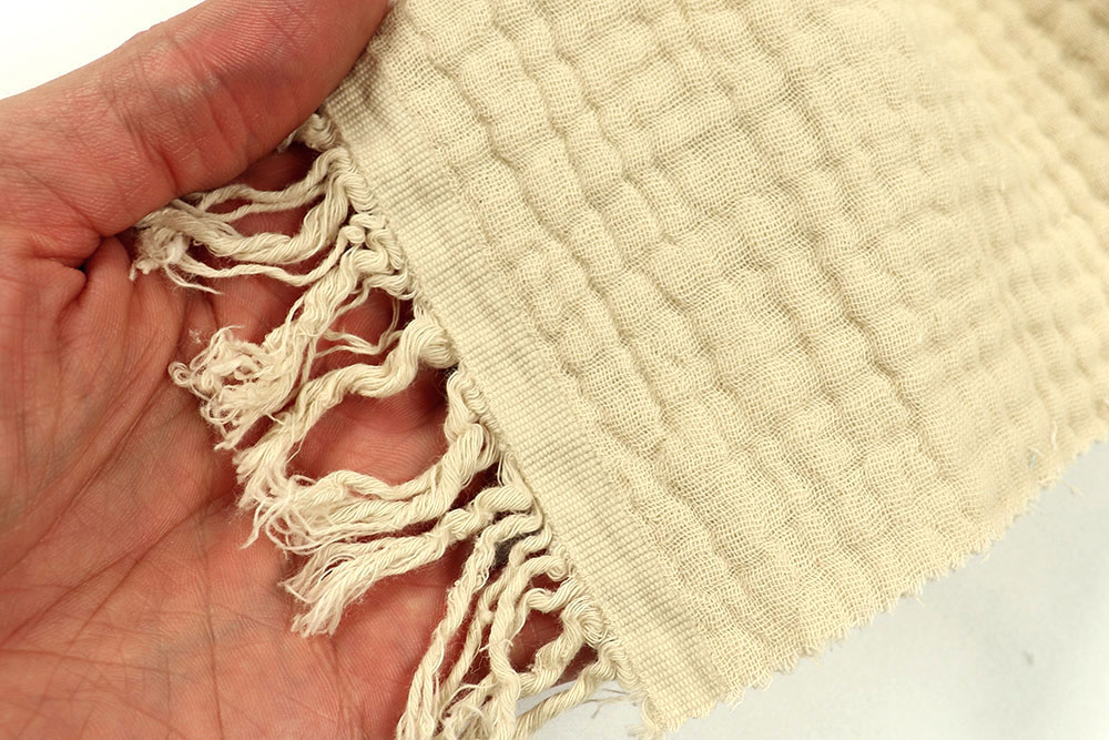 Musselin mit Fransen - Natur