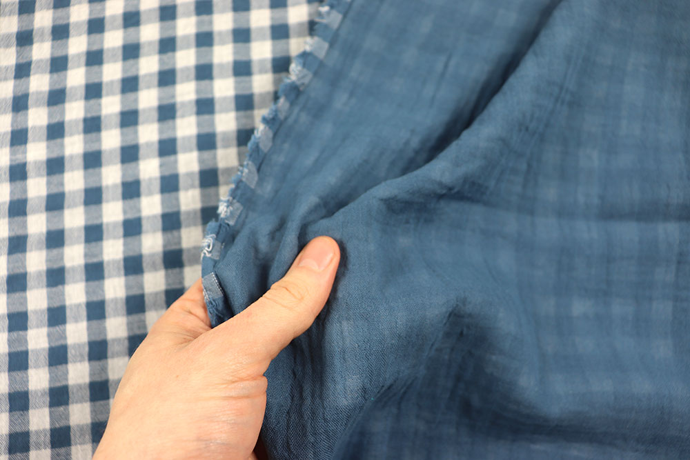 Musselin Vichy-Karo - Double Face - Nachtblau