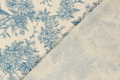 Musselin Toile de Jouy - Königsblumen