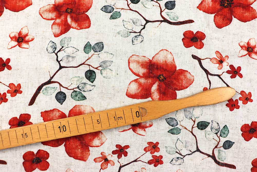 Viskose-Leinen Digital - Fleurs Reves